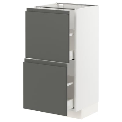 METOD / MAXIMERA Base cabinet with 2 drawers, white/Voxtorp dark grey, 40x37 cm