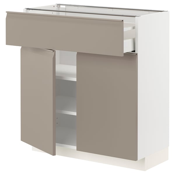 Modern kitchen unit, METOD, light beige, sleek design, integrated handles, sturdy, built-in drawer with slow-close feature.