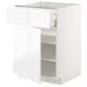 METOD kitchen unit, white, high gloss, open drawer & shelf.