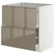 Modern kitchen cabinet: METOD. High gloss dark grey-brown with sleek handles, drawn out drawers, sturdy frame.