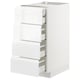 Ikea METOD white high gloss kitchen cabinet with multiple drawers.