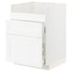 A white METOD kitchen cabinet with drawers, displaying a classic design with subtle wood grain texture.