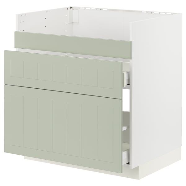 METOD kitchen unit with green stensund fronts. Two drawers in a rectangular, modern design.