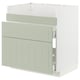 METOD kitchen unit with green stensund fronts. Two drawers in a rectangular, modern design.