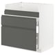 Option: Modern kitchen cabinet in dark grey, with sleek, integrated handles; part of the METOD system, featuring a sturdy frame and smooth-drawer mechanism.