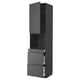Black METOD kitchen unit, tall, modern, with drawers and cabinets, dark grey voxtorp fronts.