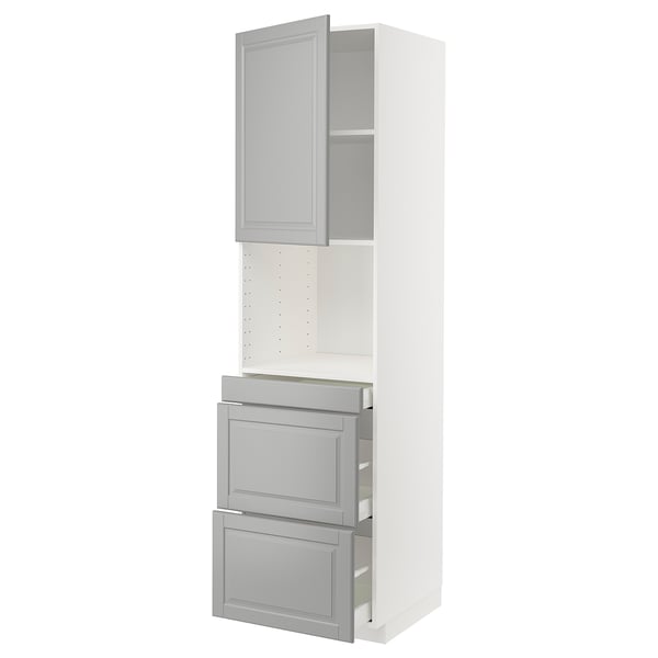 METOD kitchen unit, grey, white, drawers, shelves, modern design, 25-year guarantee.