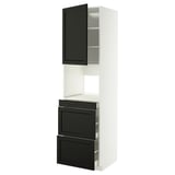 METOD / MAXIMERA Hi cab f micro combi w door/3 drwrs, white/Lerhyttan black stained, 60x60x220 cm