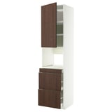 METOD / MAXIMERA Hi cab f micro combi w door/3 drwrs, white/Sinarp brown, 60x60x240 cm