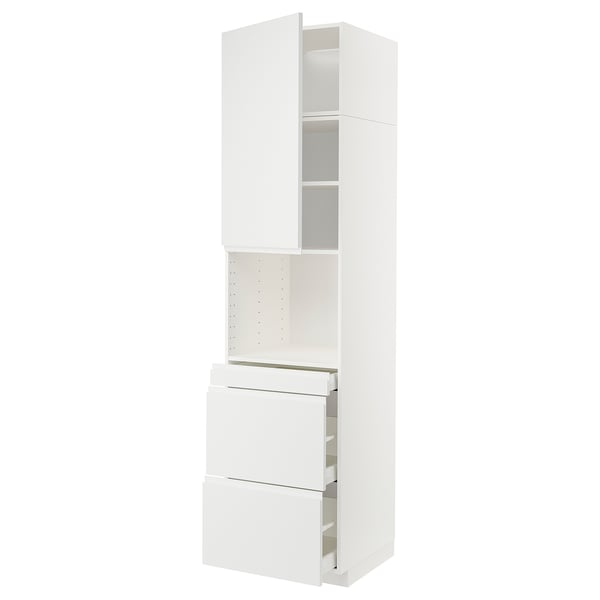 White METOD kitchen unit with minimalist voxtorp fronts, sleek design.
