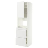 METOD / MAXIMERA Hi cab f micro combi w door/3 drwrs, white/Voxtorp matt white, 60x60x220 cm