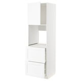White METOD kitchen unit with drawer and shelf.
