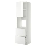 White METOD kitchen unit with high-gloss doors and drawers, sleek modern design.