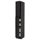 Black wooden kitchen cabinet with two doors and shelves.