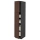 Modern kitchen cabinet in dark brown with wood finish, featuring four drawers and two doors.