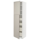 Ikea METOD kitchen cabinet in beige with two doors and multiple drawers.