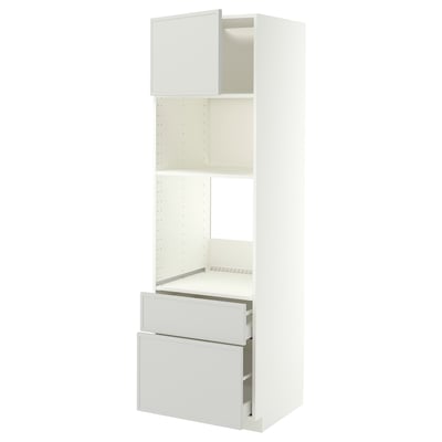 METOD / MAXIMERA High cabinet f built-in appliances, white/Aspudden light grey, 60x60x200 cm