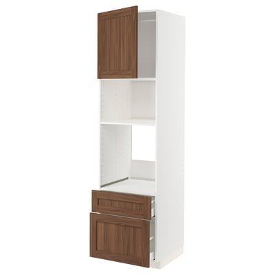 METOD kitchen unit: white, wood effect drawers, self-closing drawer