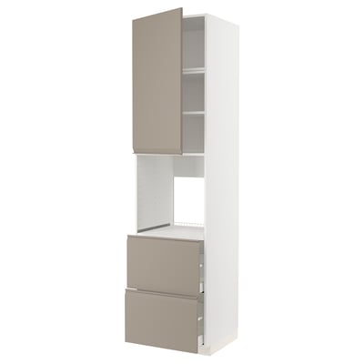Modern kitchen cabinet METOD with beige-grey upplöv doors, handles, and drawers.