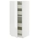 Open white kitchen cabinet with adjustable shelves; modern design, easy to clean.