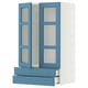 METOD / MAXIMERA Wall cab w 2 glass doors/2 drawers, white/Lerhyttan blue, 60x100 cm