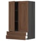 Wooden kitchen cabinet, brown with 2 drawers, 2 large doors, slight grain texture.
