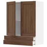 Ikea METOD kitchen cabinet with walnut finish, wood grain texture, 2 doors, and 2 drawers.