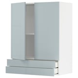 High-gloss grey-blue modern METOD kitchen unit with drawers and doors.