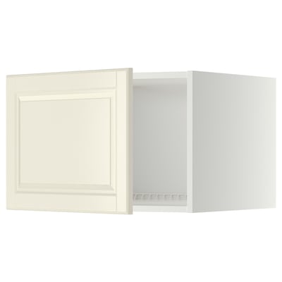 A white METOD kitchen cabinet with a paneled design and beveled edges.
