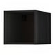 Option: A black, rectangular METOD kitchen cabinet with a flat design and wooden-like texture, ideal for storage.