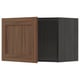 Two boxes, one plain walnut, one dark grey, showcasing METOD kitchen system doors.