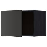 Black kitchen cabinet, modern design, square shape, wooden material.