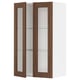 METOD kitchen cabinet: white & walnut, 3 glass shelves, wide door.