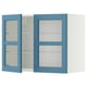 METOD Wall cabinet w shelves/2 glass drs, white/Lerhyttan blue, 80x60 cm