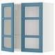 METOD Wall cabinet w shelves/2 glass drs, white/Lerhyttan blue, 80x80 cm