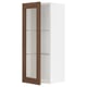 METOD kitchen cabinet, white with walnut-brown glass door, rectangular with adjustable shelf.
