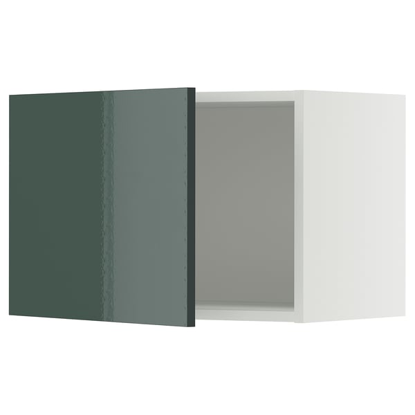 METOD kitchen unit with glossy greenish-gray doors, rectangular shape, modern design.