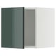 Modern kitchen cabinet: METOD in high-gloss grey-green with sleek, rectangular shape and snap-on hinges.