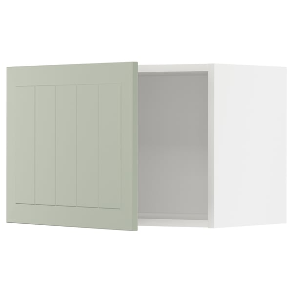 METOD kitchen set with green stensund doors, white frame, 3 doors, square shape, modern design.