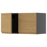 A METOD kitchen cabinet with oak effect and gray sides, rectangular and minimalistic design.