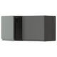 METOD dark grey kitchen cabinet with wooden texture and open compartment.