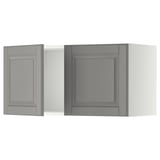 Two grey METOD kitchen cabinets with beveled edges.