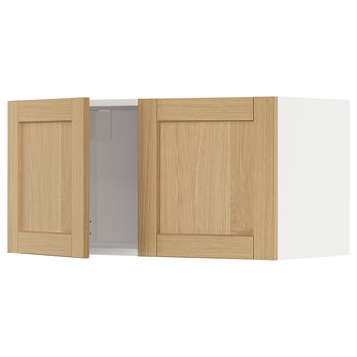 METOD kitchen wall unit, light oak wood, rectangular shape, two doors.