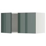 A grey-green, high-gloss kitchen cabinet from the METOD system.