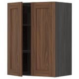 A wooden wall cabinet in warm brown color. It has two adjustable shelves and a classic, rectangular design. Part of the METOD kitchen system.