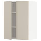 A beige METOD kitchen cabinet with adjustable shelves. It is a wall-mounted unit with a smooth, minimalist design.