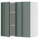Option: Green gloss kitchen cabinet, open door showing shelves.