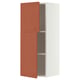 METOD Wall cabinet with shelves/2 doors, white/Terrsjö red-brown wave pattern, 40x100 cm