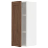 Walnut cabinet door, white kitchen unit - METOD system, rectangular.