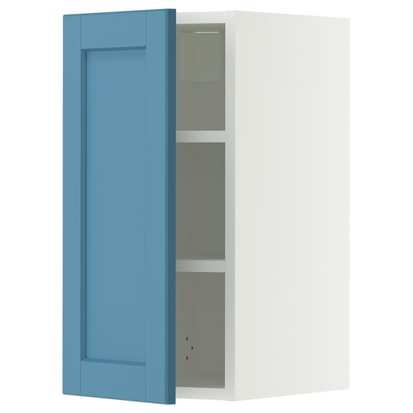METOD Wall cabinet with shelves, white/Lerhyttan blue, 30x60 cm